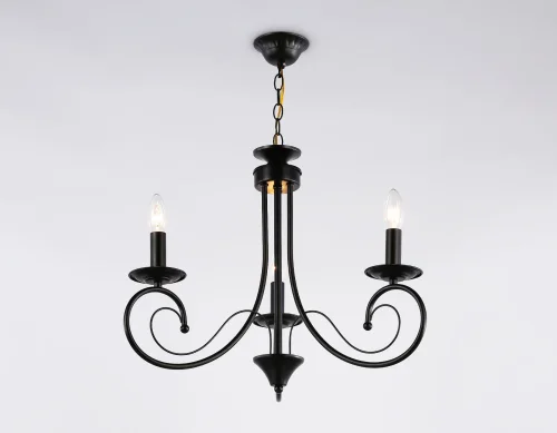 Люстра подвесная TR9606 Ambrella light без плафона на 3 лампы, основание чёрное в стиле кантри прованс  фото 3