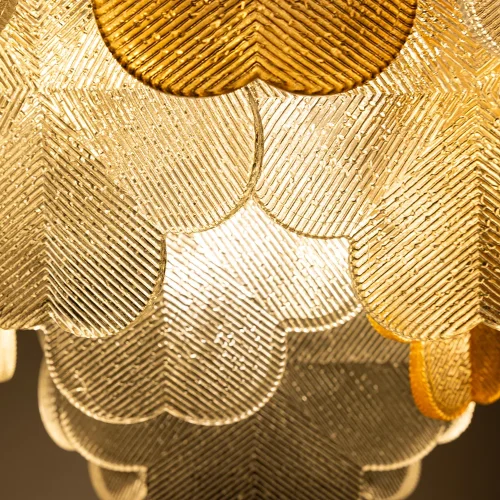 Люстра подвесная Mallika A4077LM-6GO Arte Lamp янтарная прозрачная на 6 ламп, основание золотое в стиле современный флористика  фото 3