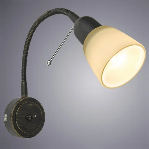 Бра с выключателем LETTURA A7009AP-1BR Arte Lamp бежевый на 1 лампа, основание коричневое в стиле современный гибкая ножка фото 2