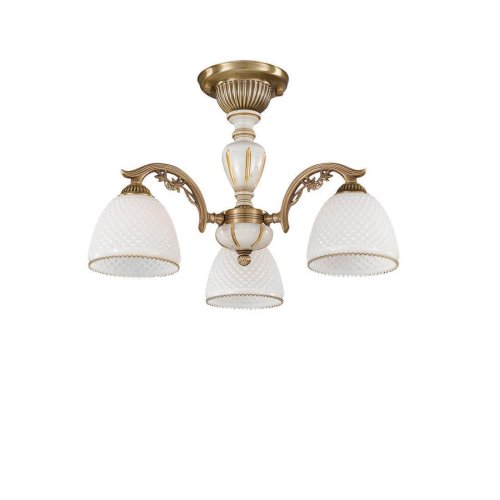 Люстра потолочная  PL 8626/3 Reccagni Angelo белая на 3 лампы, основание античное бронза в стиле кантри классика 