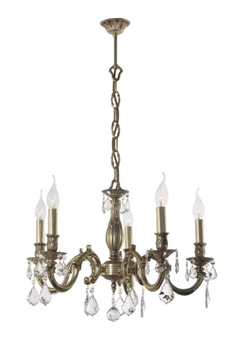 Люстра хрустальная подвесная Mannelli E 1.1.5.300 GH Dio D'Arte без плафона на 5 ламп, основание жёлтое золотое в стиле классический 