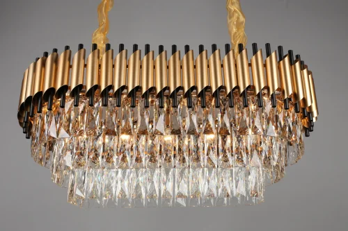 Люстра подвесная хрустальная Fontevivo OML-81903-13 Omnilux прозрачная на 13 ламп, основание матовое золото в стиле классический  фото 4