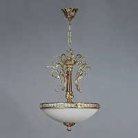 Люстра подвесная  TOLEDO 02155 WP AMBIENTE by BRIZZI белая на 5 ламп, основание бронзовое в стиле классика 