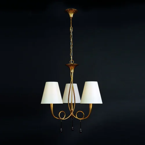 Люстра подвесная  PAOLA PAN ORO 3542 Mantra белая на 3 лампы, основание золотое в стиле современный  фото 3