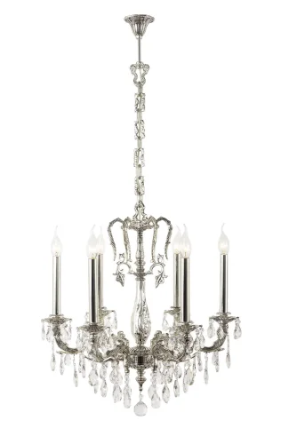 Люстра хрустальная подвесная Aosta E 1.1.6.600 SB Dio D'Arte без плафона на 6 ламп, основание серое серебряное в стиле классический 