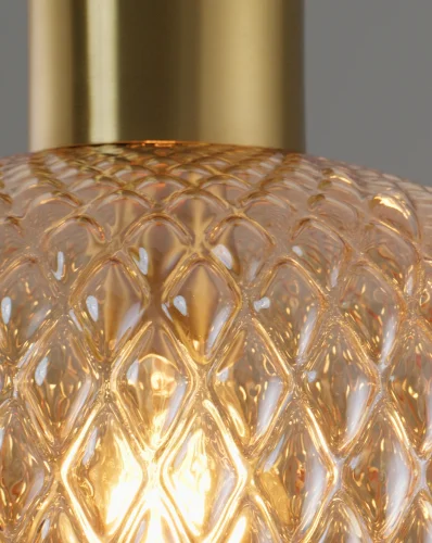 Светильник подвесной Sunset V10921-P Moderli янтарный 1 лампа, основание золотое в стиле современный выдувное фото 4