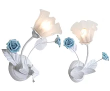 Бра Fiori di rose W112.1 LEFT Lucia Tucci белый 1 лампа, основание голубое белое в стиле флористика 