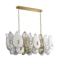 Люстра подвесная Cabochon 5050/14 Odeon Light белая прозрачная золотая на 14 ламп, основание золотое в стиле модерн флористика 