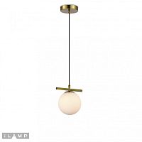 Светильник подвесной Golden 2134-1 BR iLamp белый 1 лампа, основание латунь в стиле современный 