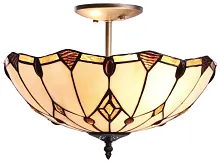 Люстра потолочная Тиффани 832-807-02 Velante коричневая бежевая на 2 лампы, основание бронзовое в стиле тиффани орнамент
