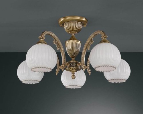 Люстра потолочная  PL 8720/5 Reccagni Angelo белая на 5 ламп, основание античное бронза в стиле классический 