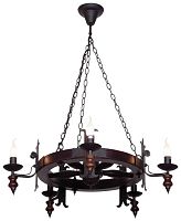 Люстра подвесная  586-723-05 Velante без плафона на 5 ламп, основание чёрное коричневое в стиле кантри 