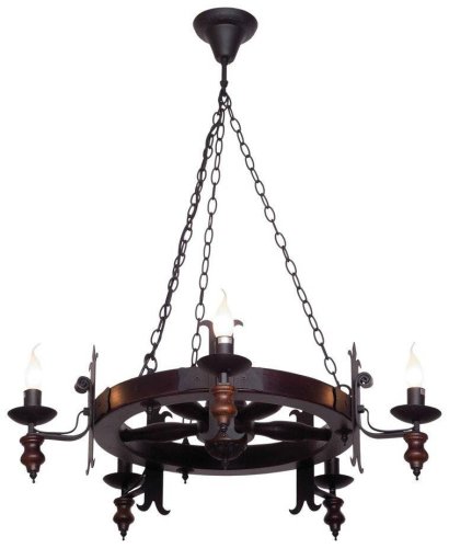 Люстра подвесная  586-723-05 Velante без плафона на 5 ламп, основание чёрное коричневое в стиле кантри 