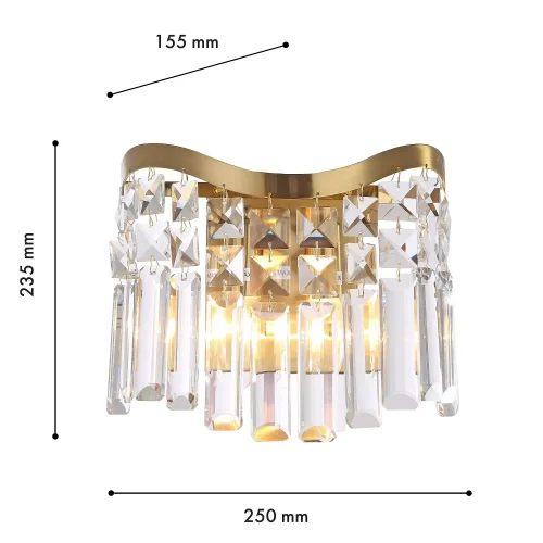 Бра Unda 4135-2W Favourite прозрачный на 2 лампы, основание золотое в стиле классический  фото 3