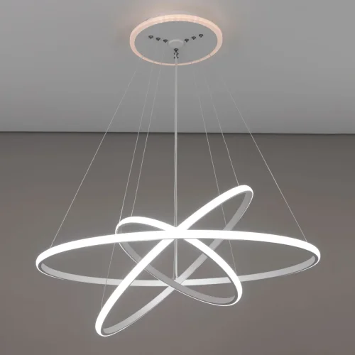 Люстра подвесная LED с пультом Неон Смарт CL731A090E Citilux белая на 1 лампа, основание белое в стиле современный с пультом кольца фото 3