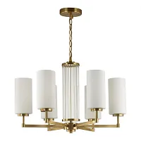 Люстра подвесная Kasali 4990/6 Odeon Light белая на 6 ламп, основание золотое в стиле современный 