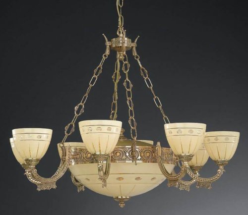 Люстра подвесная  L 7154/8+3 Reccagni Angelo бежевая на 11 ламп, основание золотое в стиле классический 