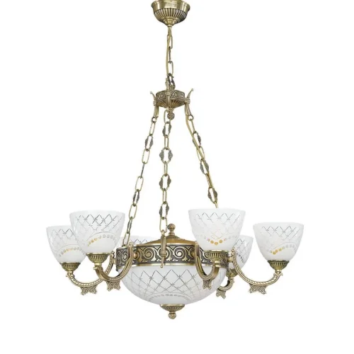 Люстра подвесная  L 7052/6+2 Reccagni Angelo белая на 8 ламп, основание античное бронза в стиле классический 