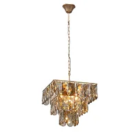 Люстра подвесная V5275-8/8+1 Vitaluce янтарная на 9 ламп, основание золотое в стиле современный классический 