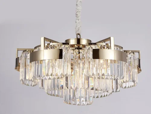 Люстра подвесная хрустальная 4356+3/C gold Newport прозрачная на 9 ламп, основание золотое в стиле классический  фото 2