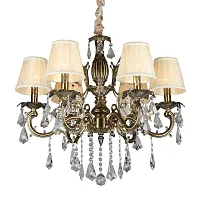 Люстра подвесная Catanzaro OML-30813-06 Omnilux бежевая на 6 ламп, основание бронзовое в стиле классический Люстра подвесная Catanzaro OML-30813-06 Omnilux бежевая на 6 ламп, основание бронзовое в стиле классический