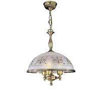 Люстра подвесная  L 6002/38 Reccagni Angelo белая прозрачная на 3 лампы, основание античное бронза в стиле классический 