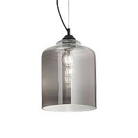 Светильник подвесной BISTRO' SP1 SQUARE FUME' Ideal Lux прозрачный серый 1 лампа, основание чёрное в стиле современный выдувное