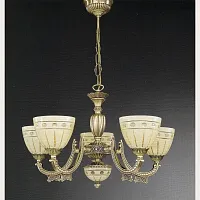 Люстра подвесная  L 7054/5 Reccagni Angelo бежевая на 5 ламп, основание античное бронза в стиле классический 