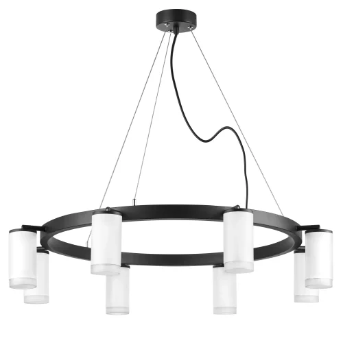 Люстра подвесная Rullo LR0183680 Lightstar белая на 8 ламп, основание чёрное в стиле хай-тек 