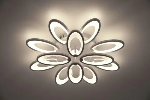 Люстра потолочная LED с пультом 10238/12LED Escada белая на 1 лампа, основание белое в стиле хай-тек с пультом фото 4