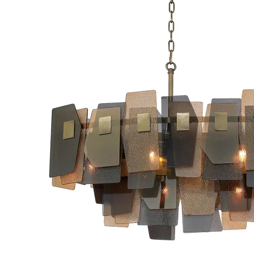 Люстра подвесная POINT SP13 Crystal Lux серая янтарная на 13 ламп, основание латунь в стиле современный  фото 3