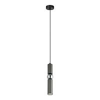 Светильник подвесной Truman LSP-8572 Lussole серый 1 лампа, основание чёрное в стиле современный трубочки