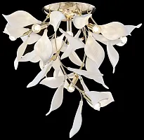 Люстра потолочная Miranda WE123.10.307 Wertmark белая на 10 ламп, основание золотое в стиле флористика современный ветви