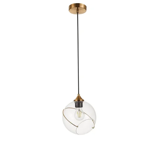 Светильник подвесной Satturo SLE103103-01 Evoluce прозрачный 1 лампа, основание золотое в стиле современный шар фото 2
