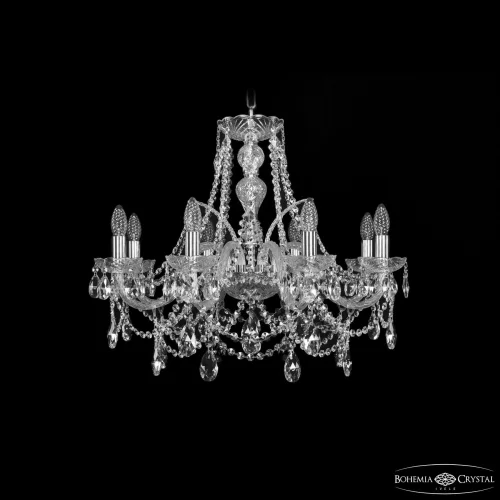 Люстра подвесная 1411/8/240 Ni Bohemia Ivele Crystal без плафона на 8 ламп, основание никель прозрачное в стиле классический sp