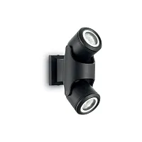 Настенный светильник XENO PL2 NERO Ideal Lux уличный IP44 чёрный 2 лампы, плафон чёрный в стиле современный GU10