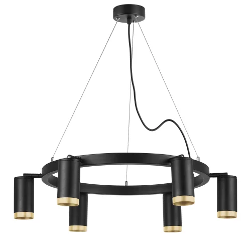 Люстра подвесная Rullo LR01637640 Lightstar золотая чёрная на 6 ламп, основание чёрное в стиле хай-тек 