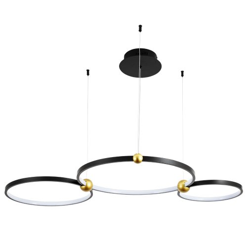 Светильник подвесной LED Amadeo 1123/04 SP-75 Divinare чёрный 3 лампы, основание чёрное в стиле современный кольца