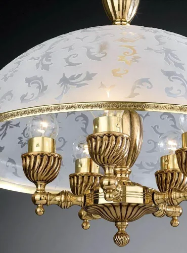 Люстра подвесная  L 6302/48 Reccagni Angelo белая на 5 ламп, основание золотое в стиле классический  фото 4