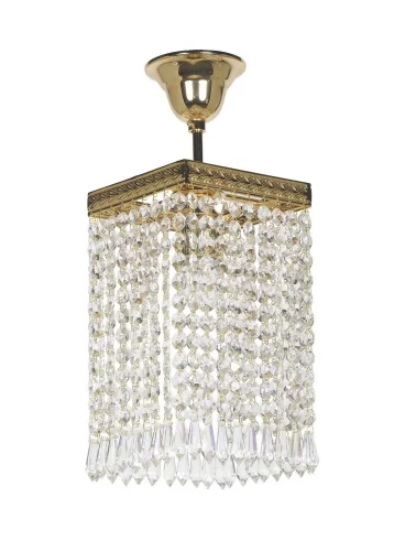 Люстра хрустальная потолочная Cremono E 1.3.14.300 G Dio D'Arte без плафона прозрачная на 1 лампа, основание жёлтое золотое в стиле классический 