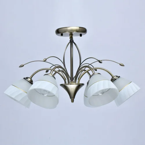 Люстра потолочная Блеск 315013506 DeMarkt белая на 6 ламп, основание античное бронза в стиле современный  фото 3
