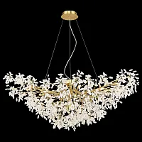 Люстра подвесная Dorothy WE193.13.423 Wertmark белая на 13 ламп, основание матовое золото в стиле флористика классический Люстра подвесная Dorothy WE193.13.423 Wertmark белая на 13 ламп, основание матовое золото в стиле флористика классический