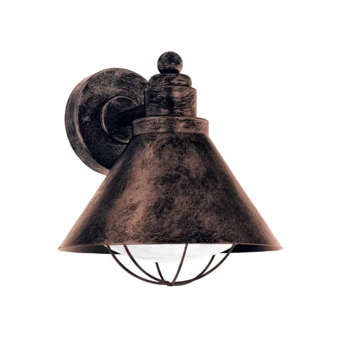 Настенный светильник BARROSELA 94858 Eglo уличный IP44 коричневый 1 лампа, плафон белый в стиле кантри классический E27