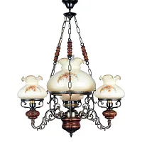 Люстра подвесная  L 2401/3+1 Reccagni Angelo бежевая на 4 лампы, основание бронзовое коричневое в стиле классический кантри 