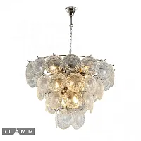 Люстра подвесная Rockfeller P2549-12 NIC iLamp прозрачная на 12 ламп, основание никель в стиле арт-деко современный Люстра подвесная Rockfeller P2549-12 NIC iLamp прозрачная на 12 ламп, основание никель в стиле арт-деко современный