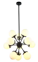 Люстра подвесная Ring 2106/01/11P Stilfort белая на 11 ламп, основание чёрное в стиле современный шар Люстра подвесная Ring 2106/01/11P Stilfort белая на 11 ламп, основание чёрное в стиле современный шар