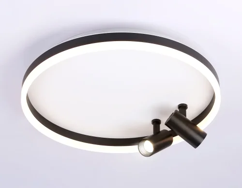 Светильник потолочный LED с пультом FL5113 Ambrella light белый чёрный 1 лампа, основание белое в стиле современный хай-тек кольца фото 3