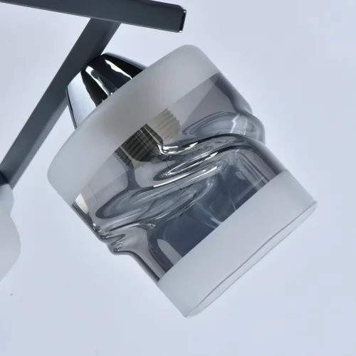 Люстра потолочная Олимпия 638016008 DeMarkt белая прозрачная на 8 ламп, основание хром в стиле современный  фото 4