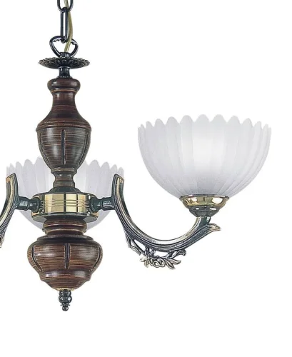 Люстра подвесная  L 2805/3 Reccagni Angelo белая на 3 лампы, основание бронзовое коричневое в стиле кантри классический  фото 2