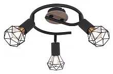 Светильник потолочный Xara I 54802S-3H Globo чёрный 3 лампы, основание чёрное коричневое в стиле лофт современный 